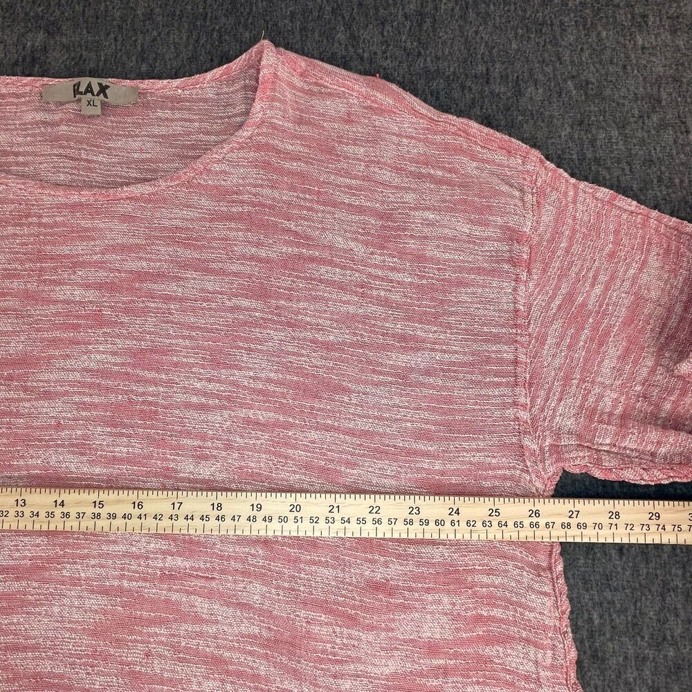 FLAX XL Red Marled Linen Top Boxy Oversized Lagenlook Boho Coastal Long Sleeve - Picture 6 of 10